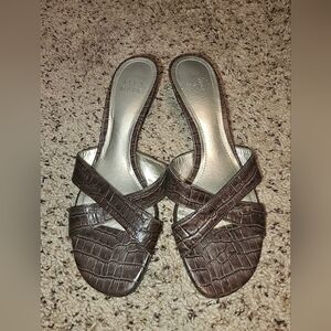 Alex Marie Brown Croc-Embossed Women's Sandals